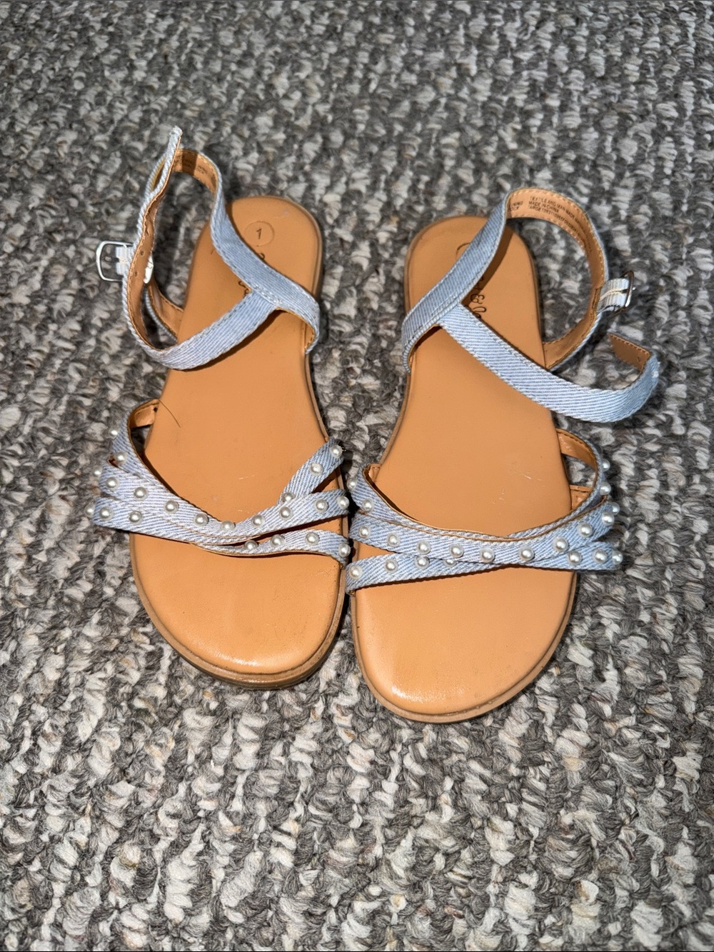 Cat & Jack Light Blue Denim Studded Girls' Strappy Sandals